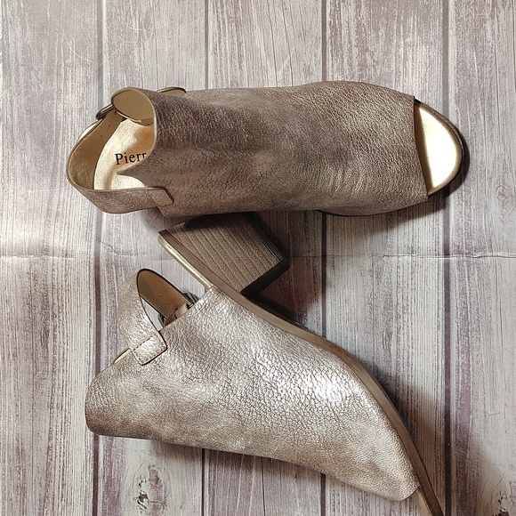 Pierre Dumas Metallic Open-Toe Block Heel Mules NWOT - Picture 1 of 3